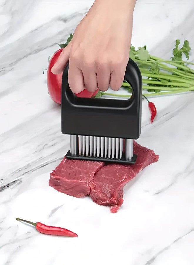 BRAINLE Stainless Steel Ultra Sharp Needle Blades Meat Tenderizer - Better Than Hammer & Pounder - BBQ Marinade Tool for Beef, Pork, Turkey, Fish - 48 Blades Meat Tenderizer Tool - Image 1